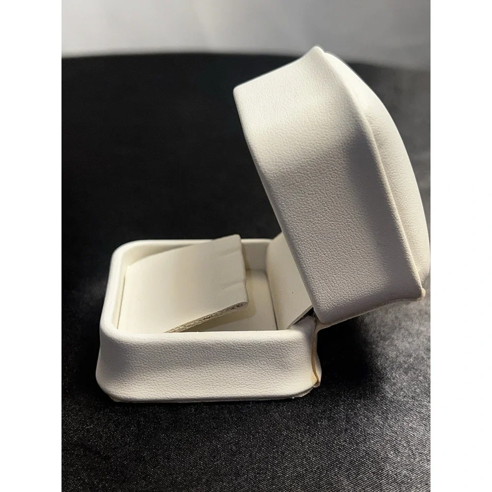 Brand new White Faux Leather Earring Gift Box – Hinged Presentation Box